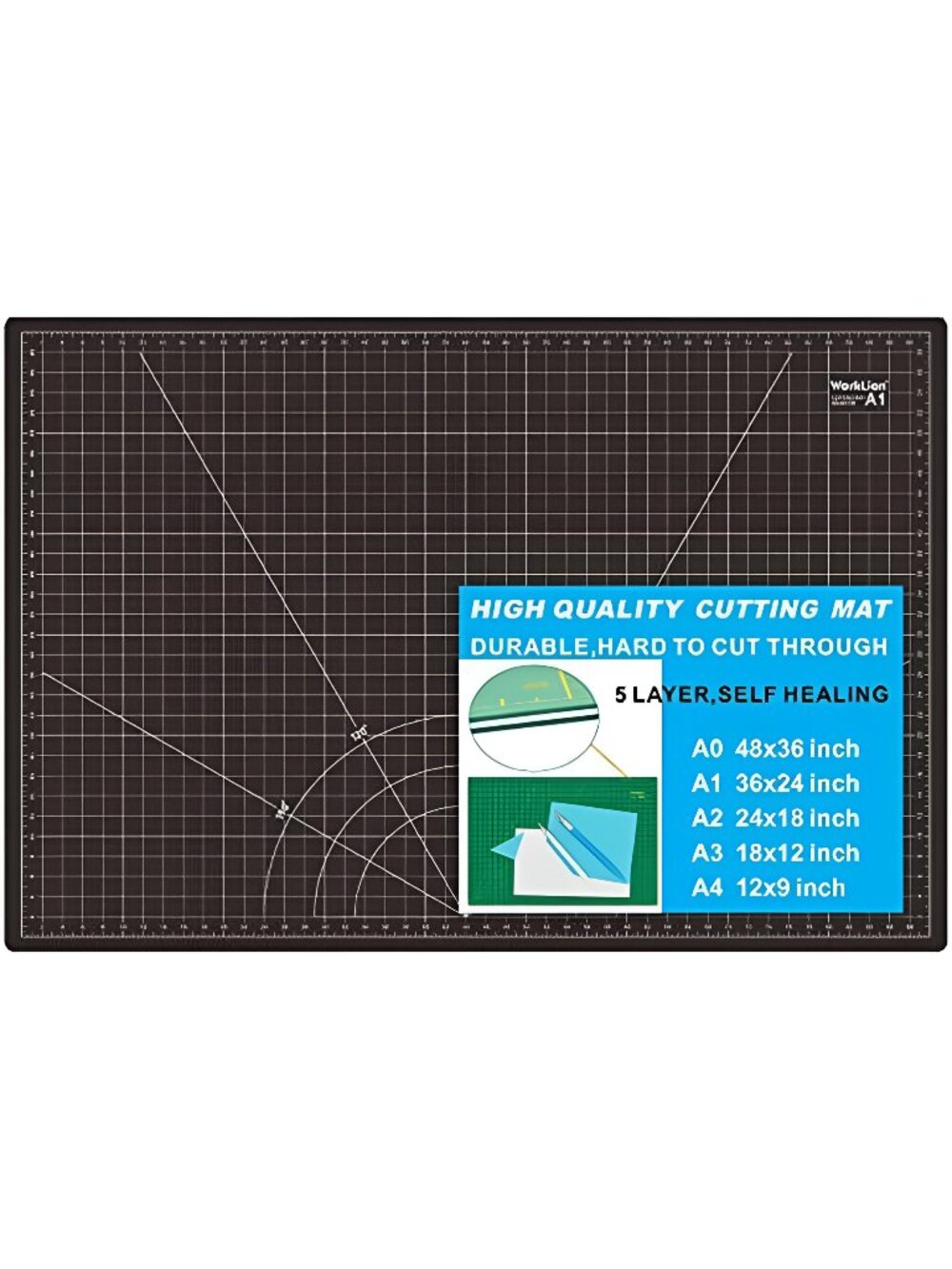 Self Healing Cutting Mat: 24 x 36 inch Large Double Sided 5-Layer Gridded PVC
